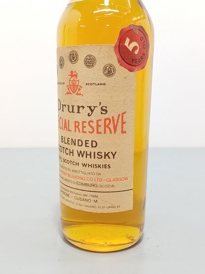 Whisky Drury's 5 years Special Reserve Blended Scotch Whisky anni 70 bott.75 cl