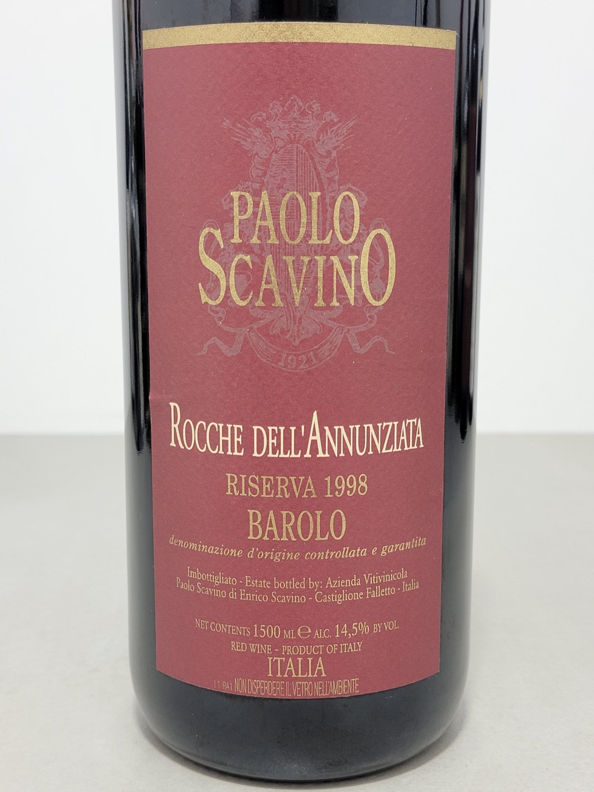 Barolo Paolo Scanavino Riserva 1998 Magnum Rocche Dell'Annunziata 1,5 lt 14,5%