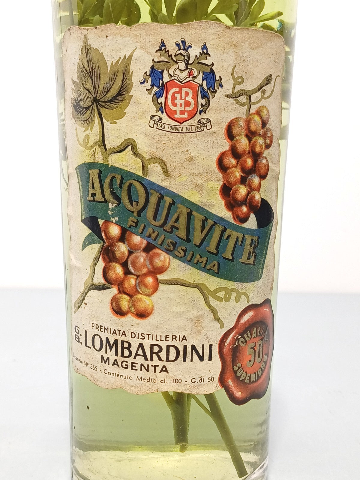 Grappa 1953 G. B Lombardini Acquavite Finissima 100 cl
