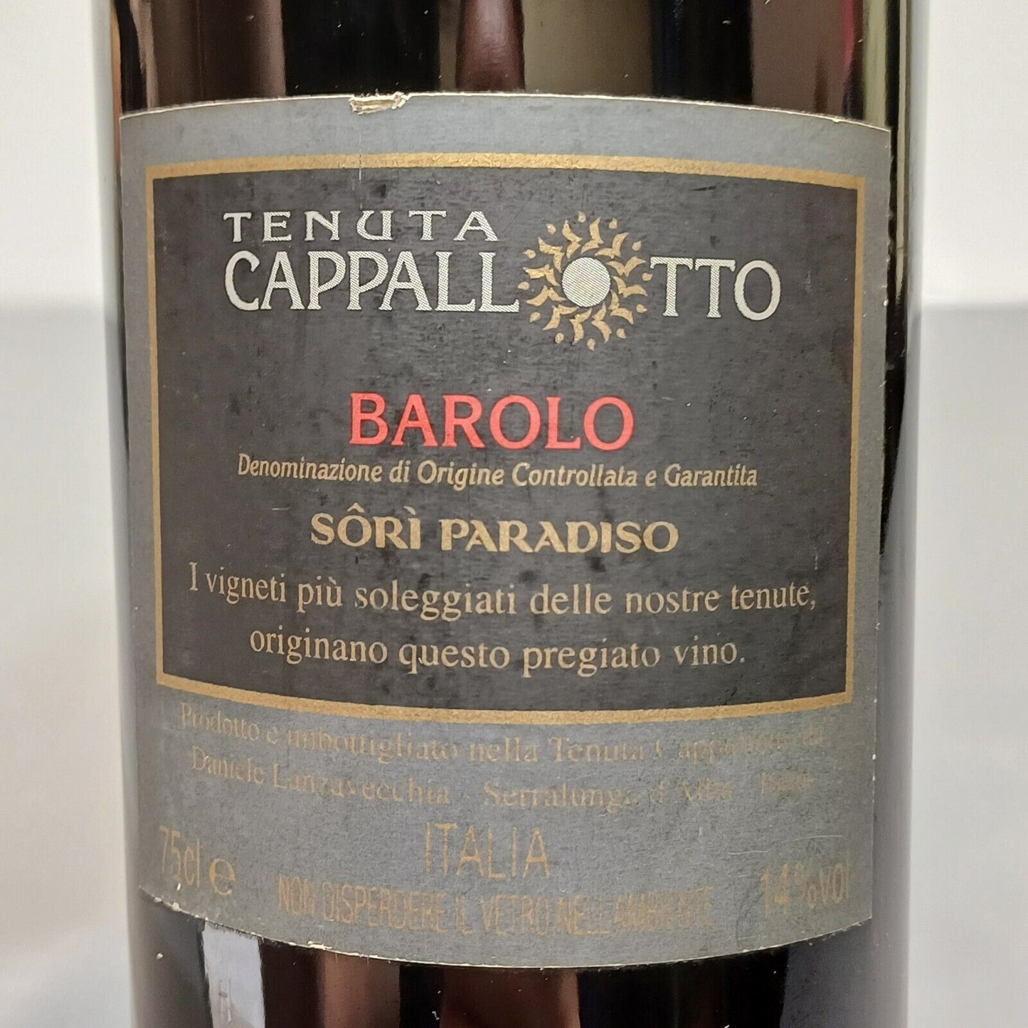 Barolo 1997 Tenuta Cappallotto Sori Paradiso bott.75 cl 14%