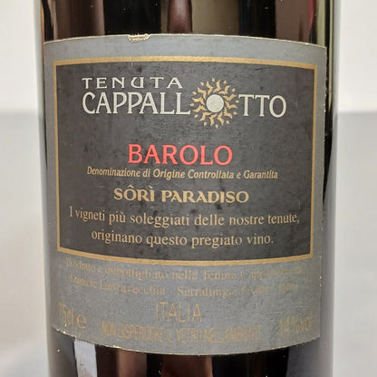Barolo 1997 Tenuta Cappallotto Sori Paradiso bott.75 cl 14%