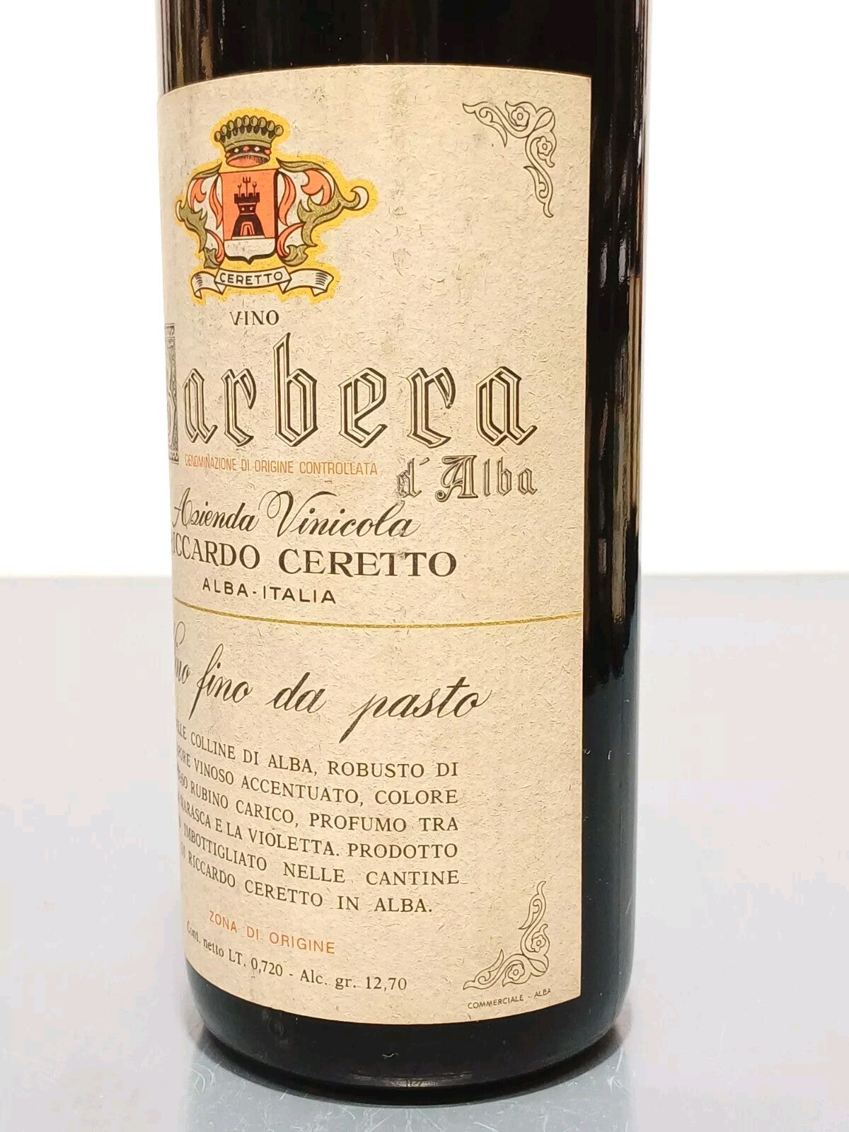 Barbera 1969 D'alba Riccardo Ceretto bott. 72 cl