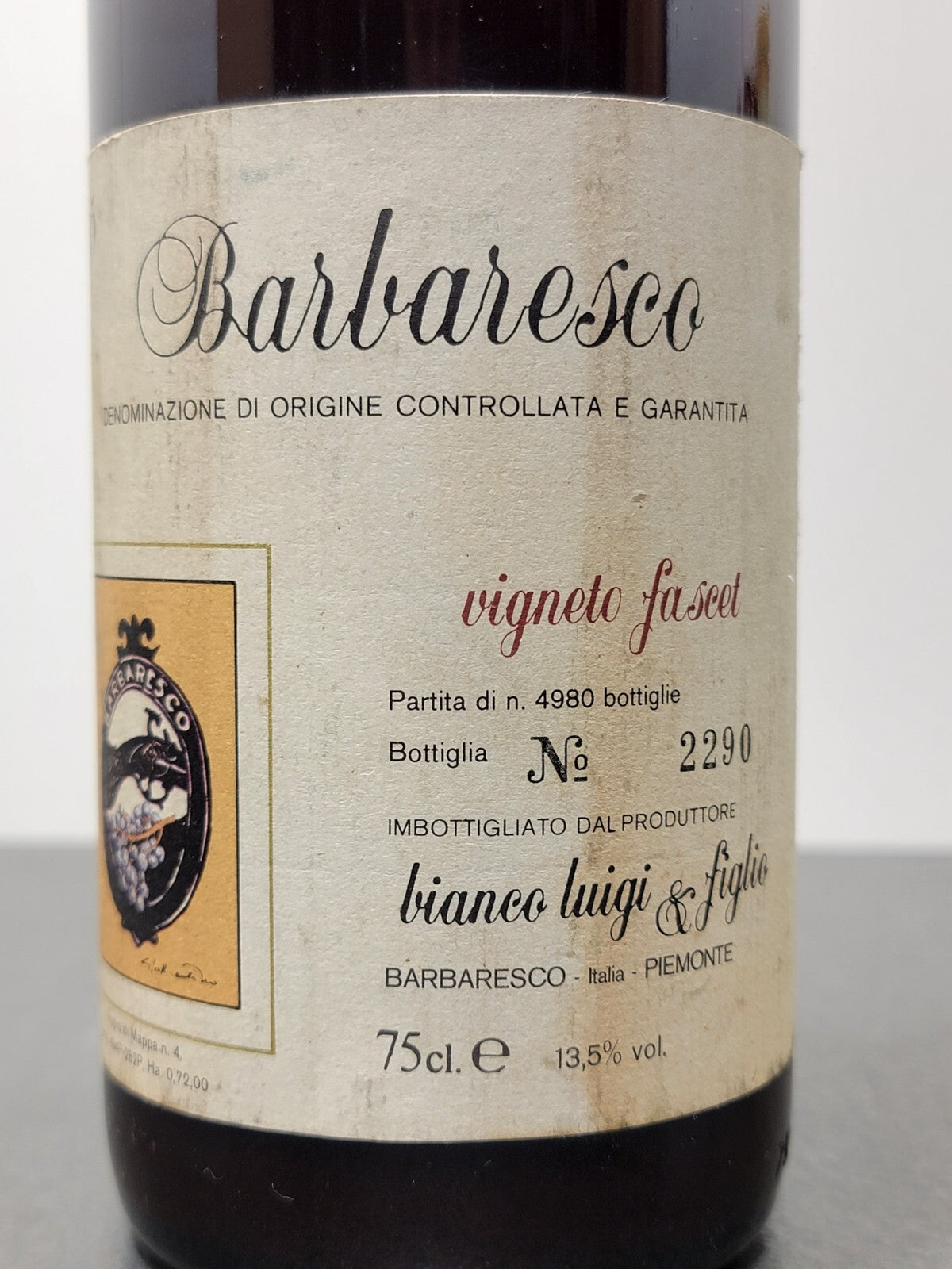Barbaresco Luigi Bianco 1983 Vigna Faset bott. 75 cl 13.5%