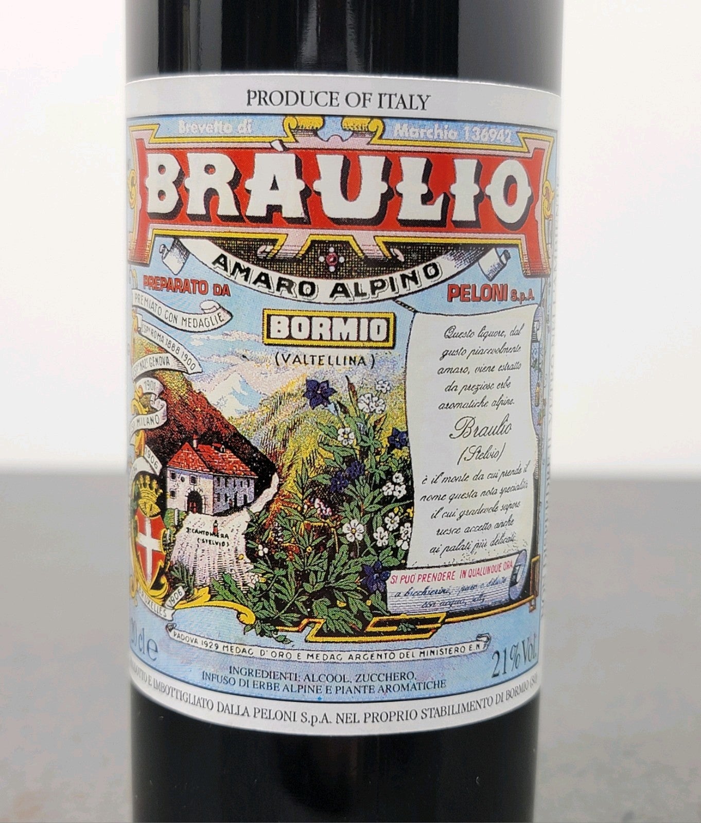 Amaro Alpino Braulio 1970s Box 2 Bottiglie Peloni bott. 20 cl 21%