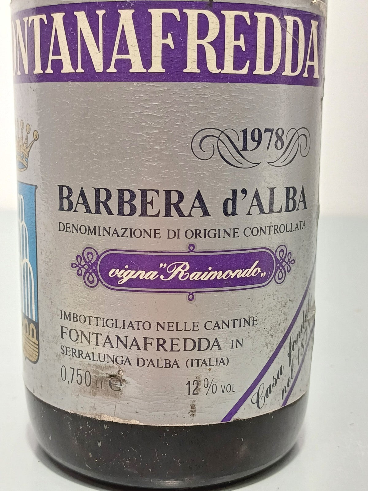 Barbera Fontanafredda 1978 Vigna Raimondo bott. 75 cl
