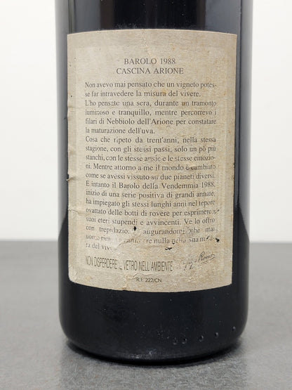 Barolo Arione Gigi Rosso 1988 Castiglione Falletto Serralunga D'alba bott.75 cl