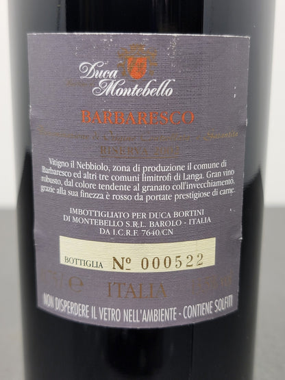 Barbaresco Duca Bortini Di Montebello 2002 Riserva bott. 75 cl 13.5%