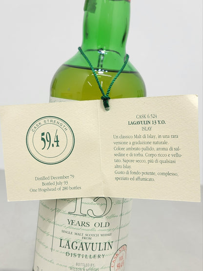 Whisky Lagavulin 13 years Wilson&Morgan 1979 Imb.1993 Cask Strength 70 cl 59,4%