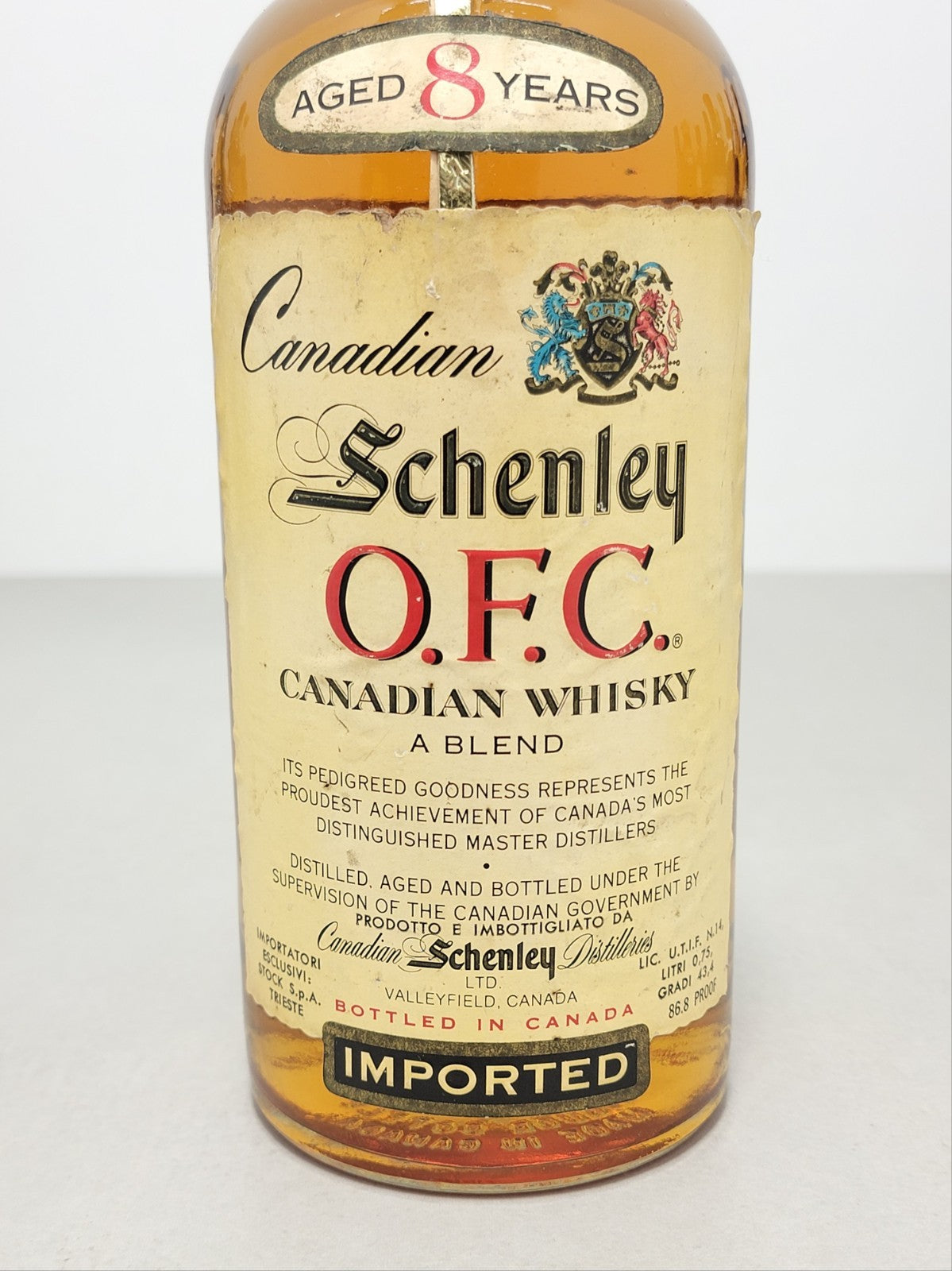 Whisky Canadian Schenley 8 years 1966 O.F.C Imbottigliato 1974 bott. 75 cl 43 4%