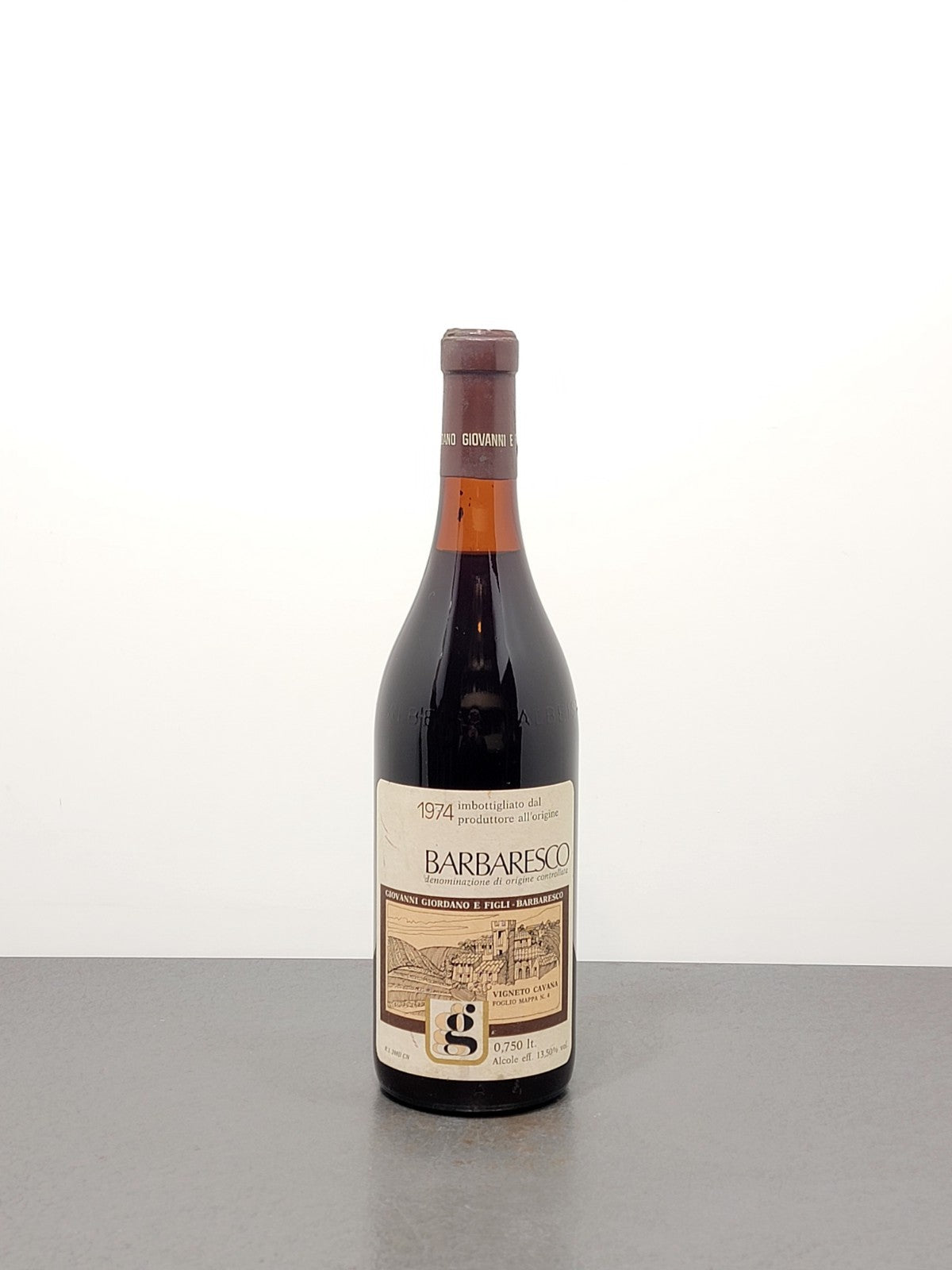 Barbaresco Giovanni Giordano 1974 Vigneto Cavana bott. 75 cl 13.5%