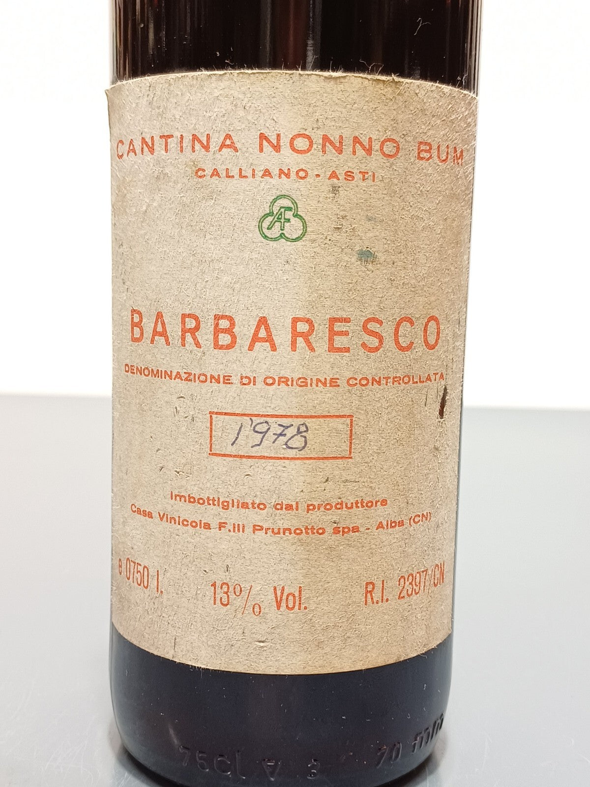 Barbaresco Cantina Nonno Bum Calliano 1978  Asti Imb. F.lli Prunott bott..75 cl