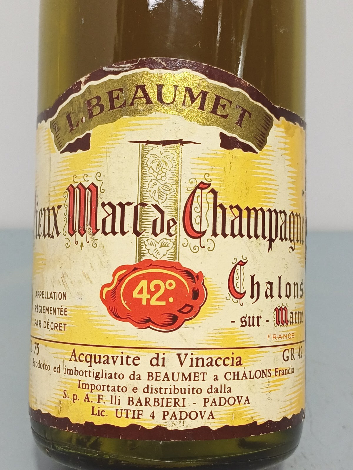 Grappa L.Beaumet 1960s Vieux Marc De Champagne bott. 75 cl 42%