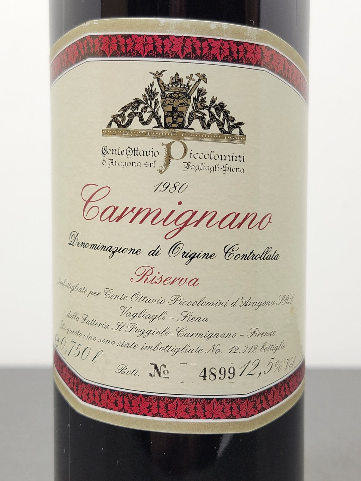 Carmignano Conte Ottavio Piccolomini 1980 Riserva bott.75 cl 12.5%
