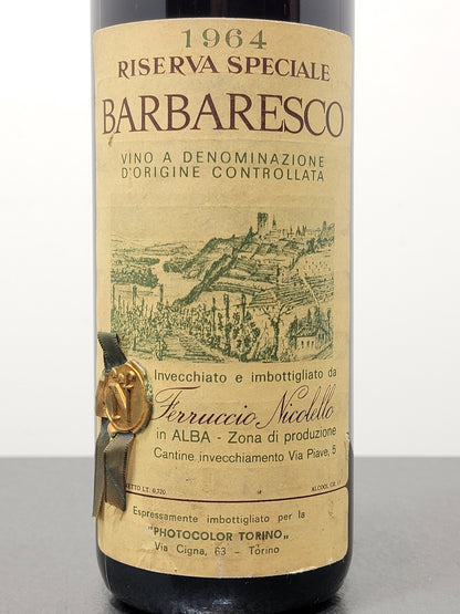 Barbaresco Ferruccio Nicolello 1964  Riserva Speciale bott..72 cl 13%