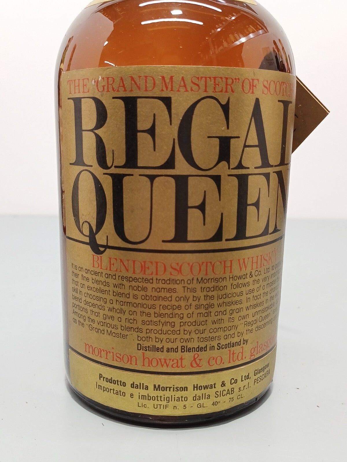 Whisky Queen Regal de Luxe Morrison Howat & Co anni 60 bott 0,75 cl