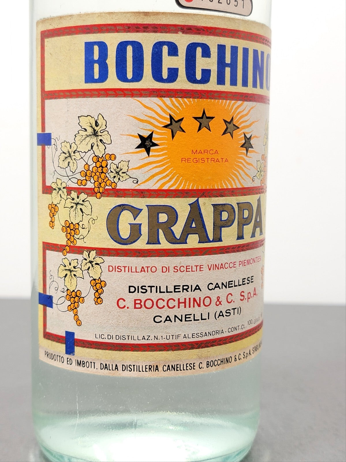 Grappa Di Bocchino Canelli 1960s bott. 1 Litro 45%