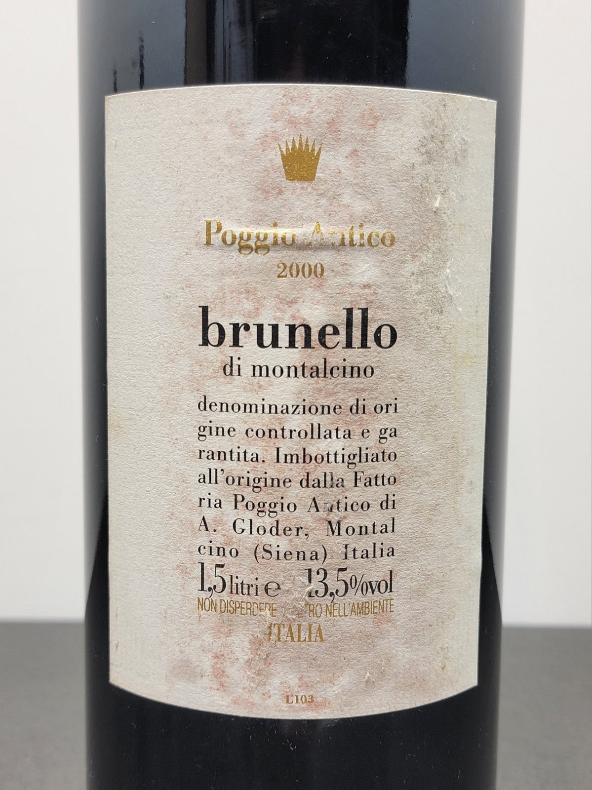 Brunello Di Montalcino Poggio Antico Magnum 2000 A. Gloder bott. 1.5 litri 13.5% (Etichetta Buona)