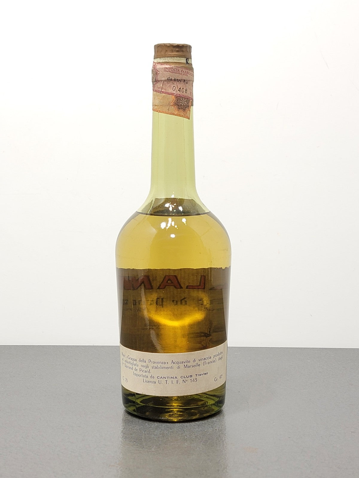 Grappa Calanco Mark De Provence 1960s Durrand de Picard bott. 73 cl 43%