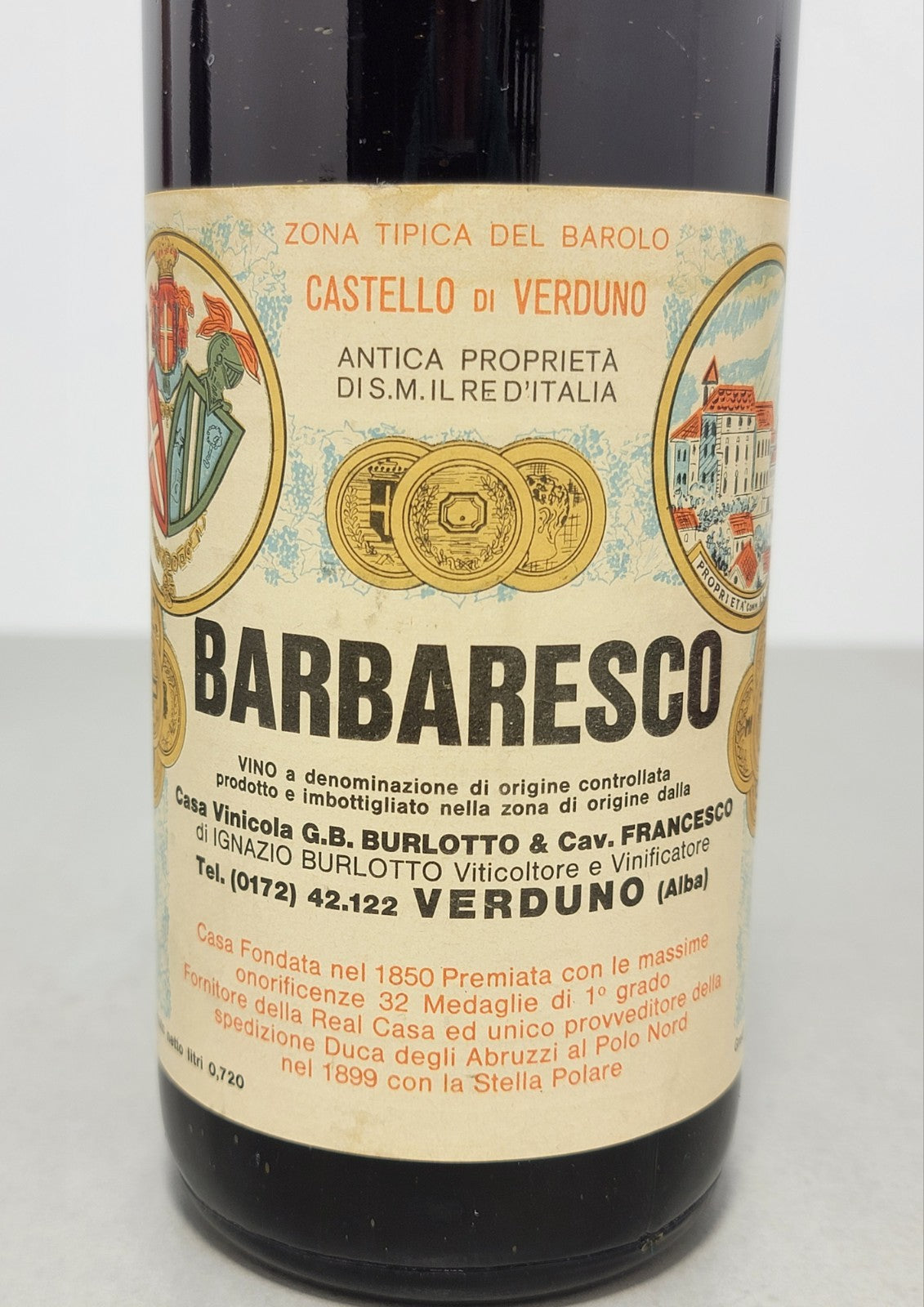 Barbaresco Castello Di Verduno 1965    G.B .Burlotto bott.. 72 cl 13.5%