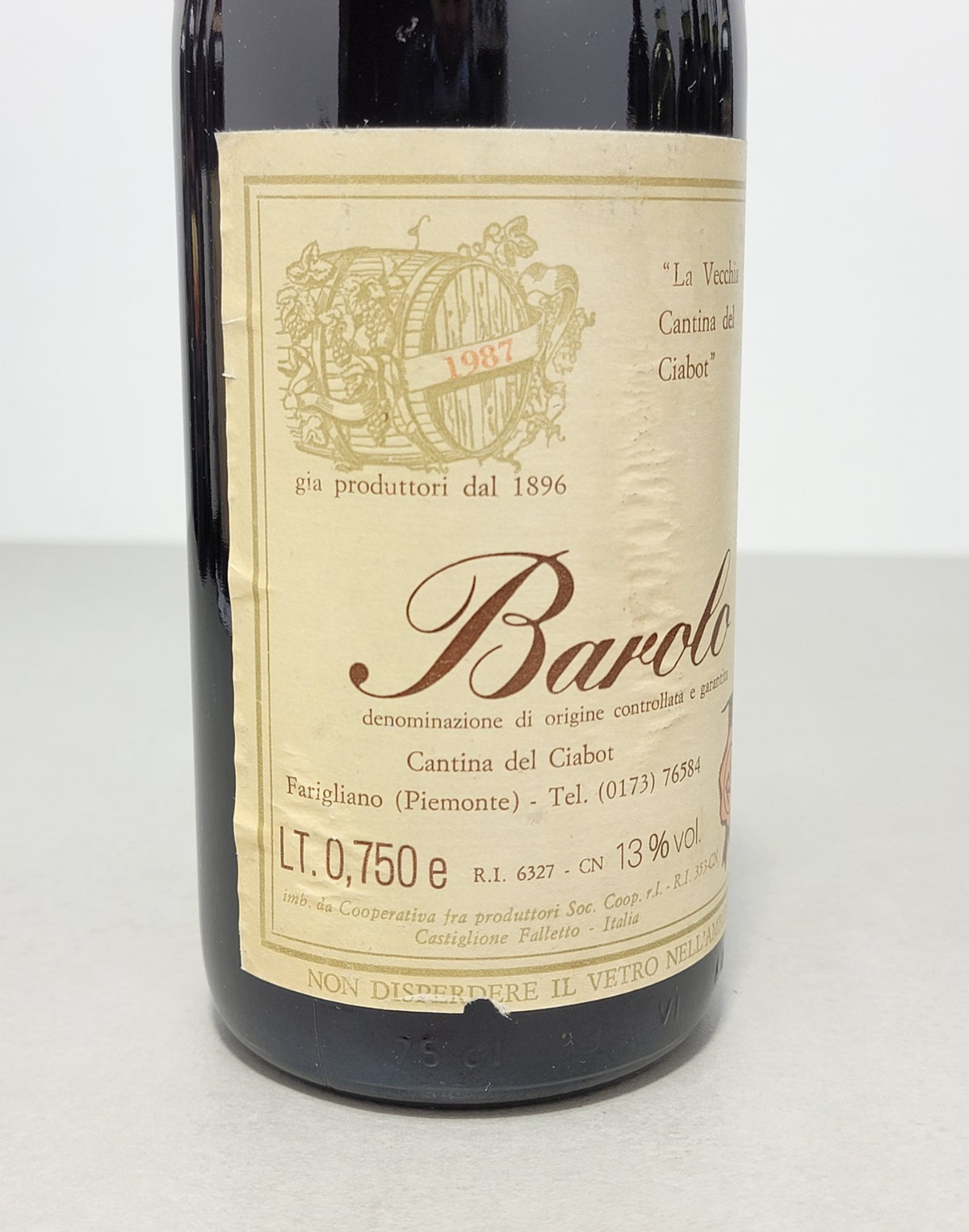 Barolo La Vecchia Cantina del Ciabot 1987 Castiglione Falletto bott.75 cl 13%