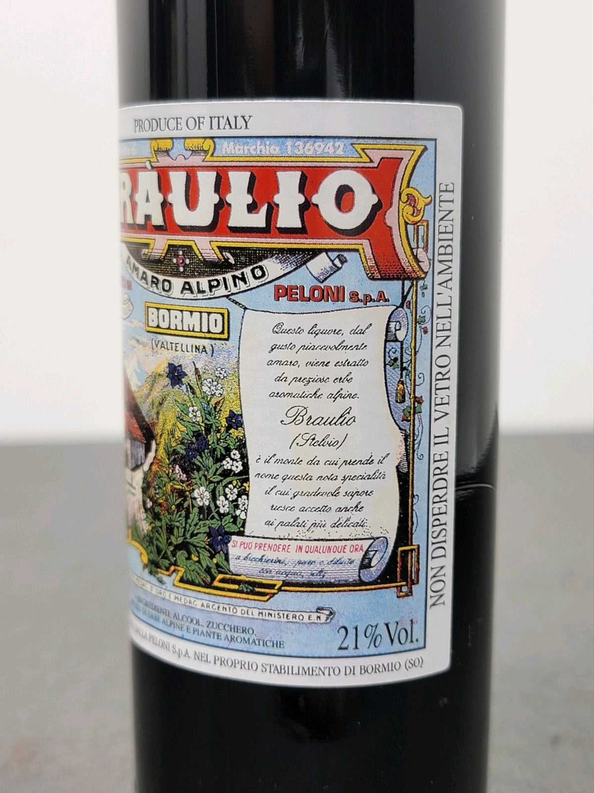 Amaro Alpino Braulio 1970s Box 2 Bottiglie Peloni bott. 20 cl 21%