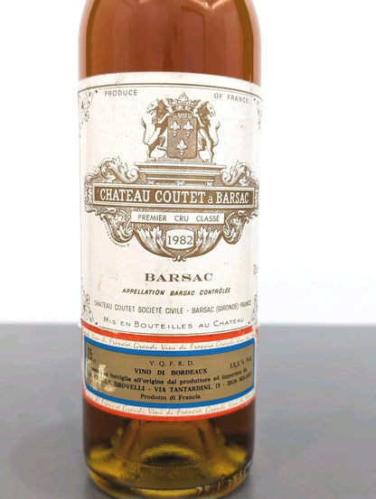 Chateau Coutet a Barsac 1982 Premier Cru Classe, 75 Cl. Vol 13.5