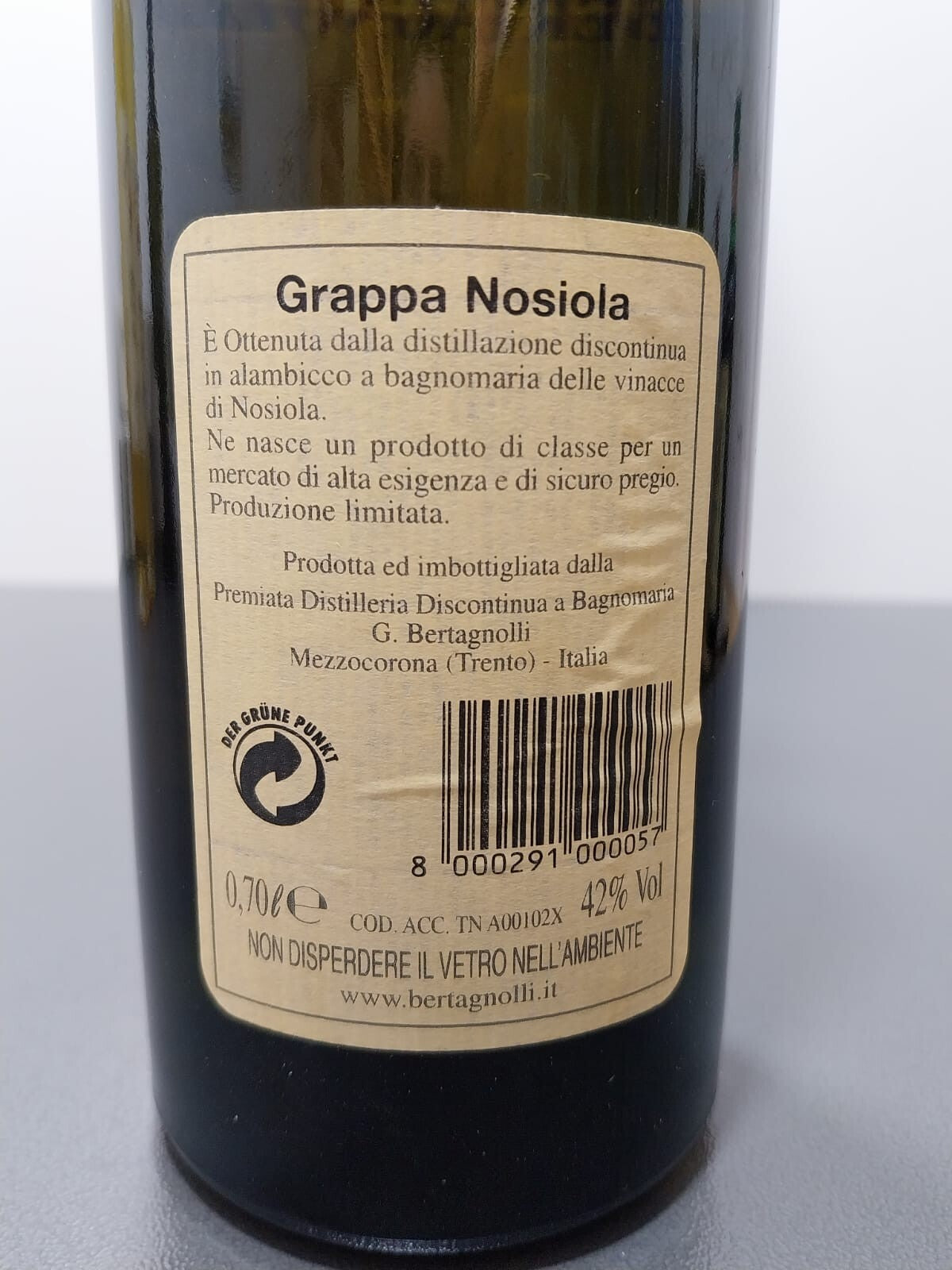 Grappa di Nosiola G. Bertagnolli Anni 2000