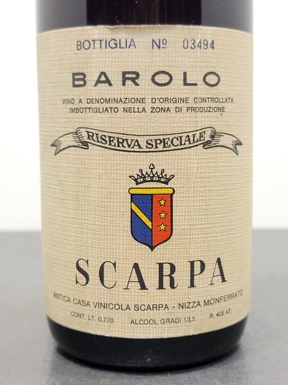 Barolo Scarpa Riserva Speciale 1970 Nizza Monferrato bott. 72 cl 13.5%