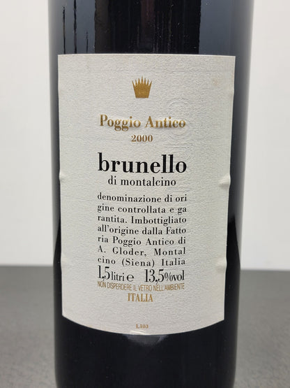 Brunello Di Montalcino Poggio Antico Magnum 2000 A. Gloder bott. 1.5 litri 13.5% (Etichetta Ottima)