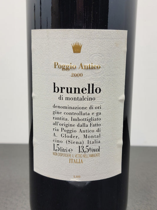 Brunello Di Montalcino Poggio Antico Magnum 2000 A. Gloder bott. 1.5 litri 13.5% (Etichetta Ottima)