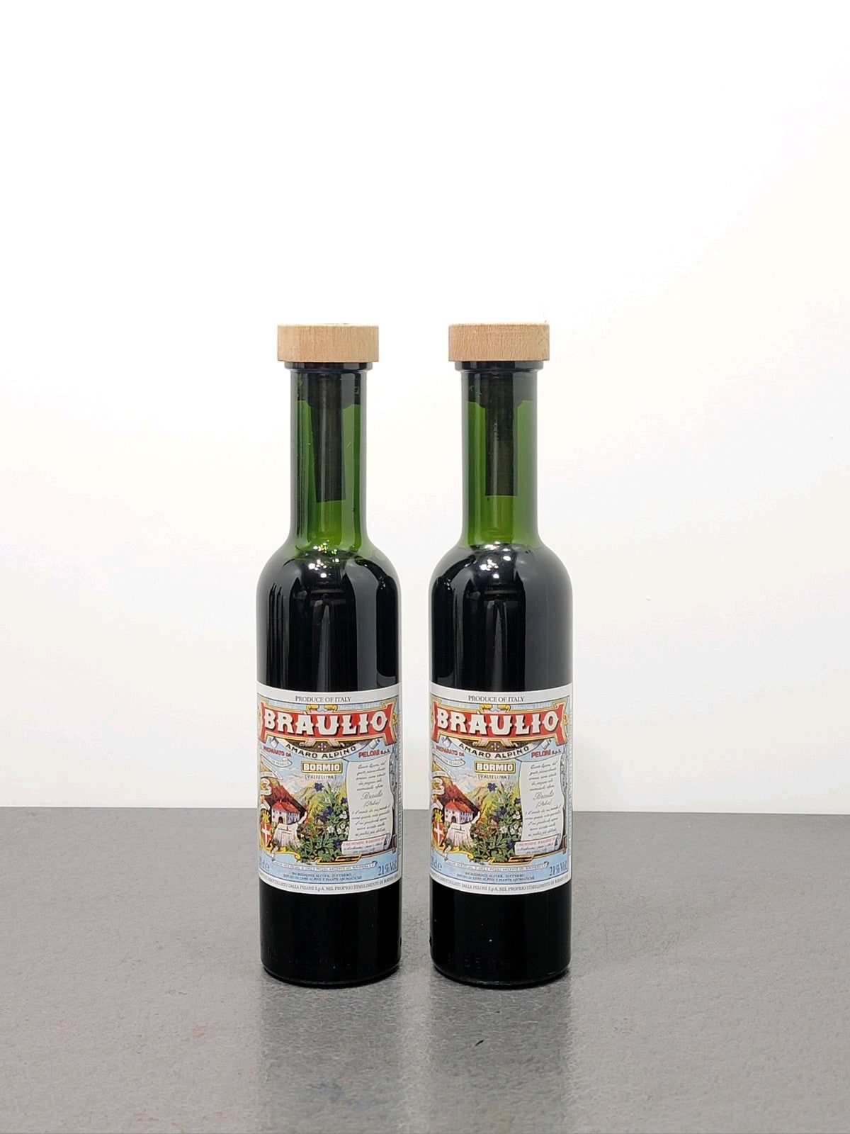 Amaro Alpino Braulio 1970s Box 2 Bottiglie Peloni bott. 20 cl 21%