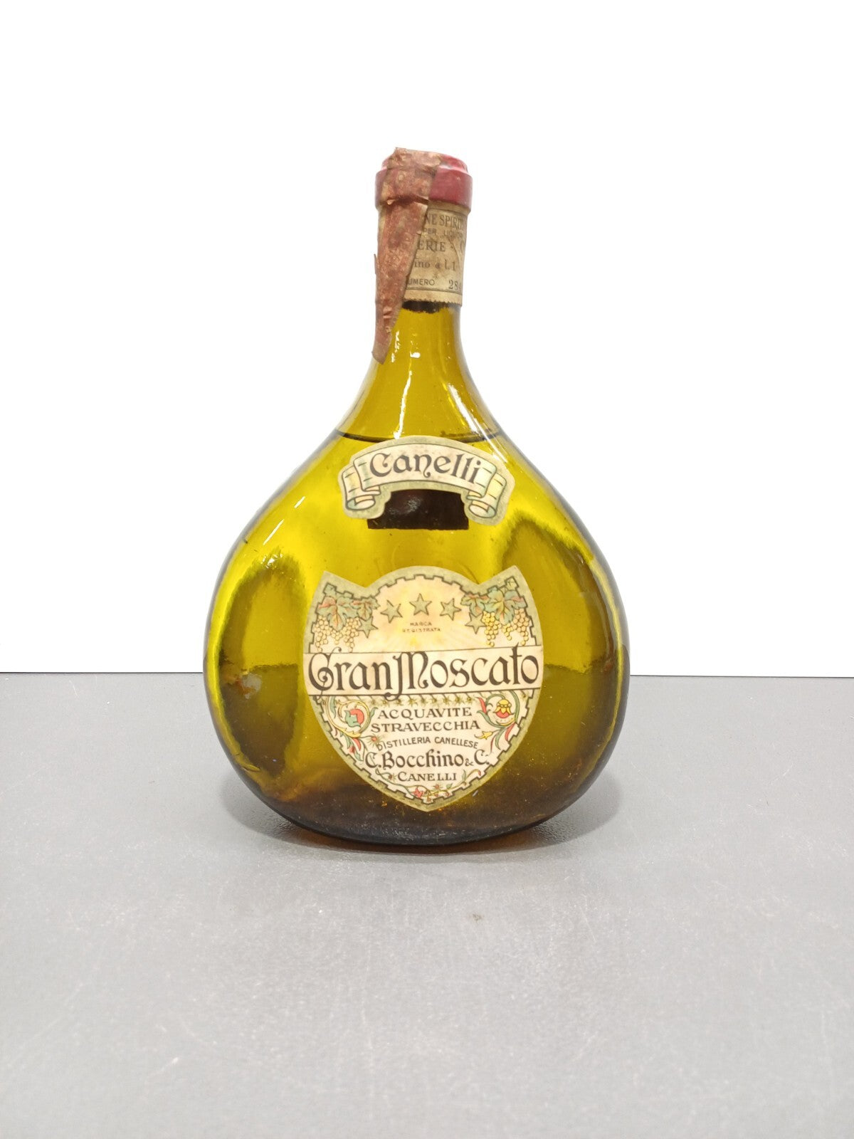 Grappa Bocchino Canelli 1920s Gran Moscato Acquavite Stravecchia bott. 100 cl