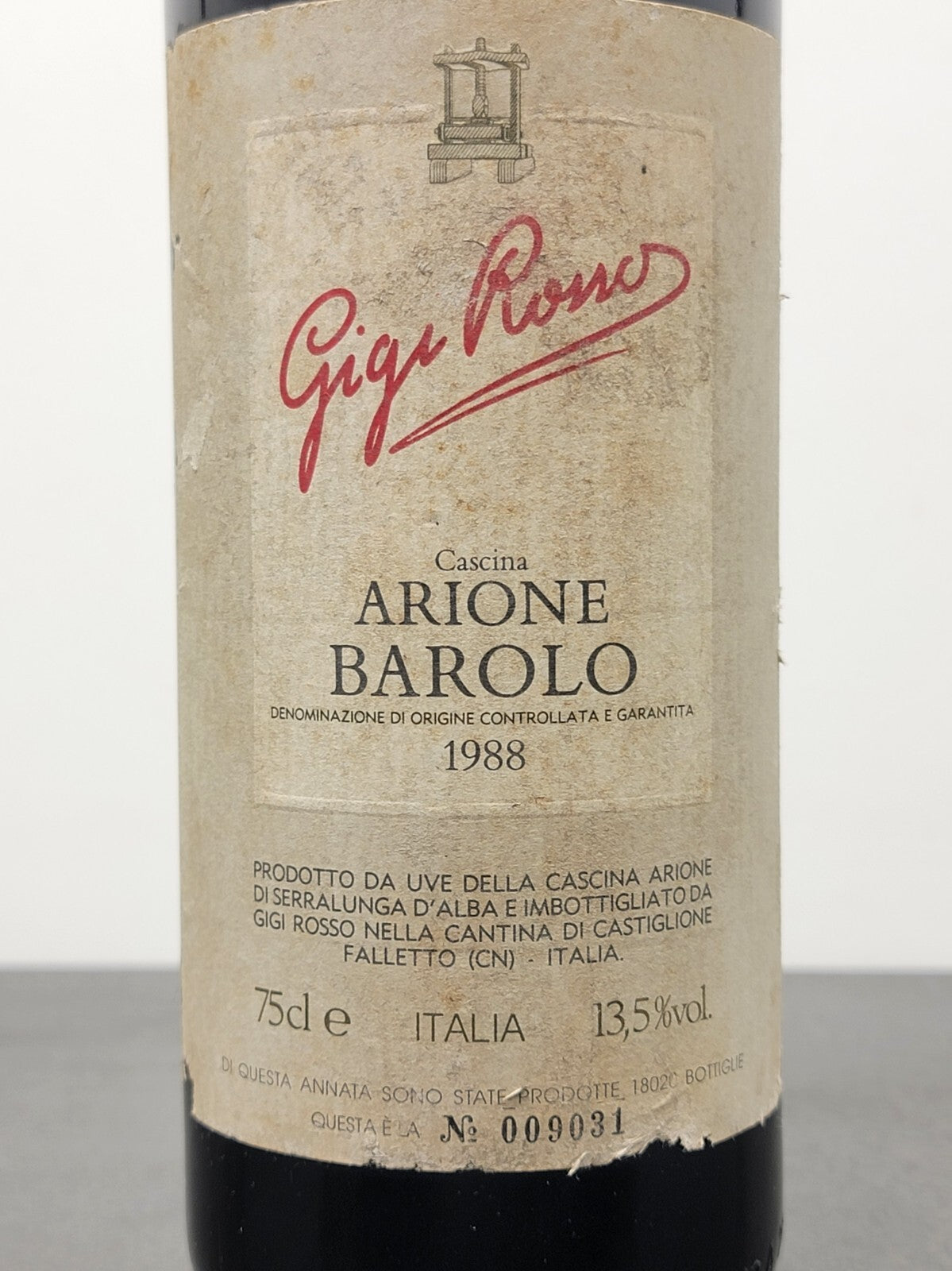 Barolo Arione Gigi Rosso 1988 Castiglione Falletto Serralunga D'alba bott.75 cl
