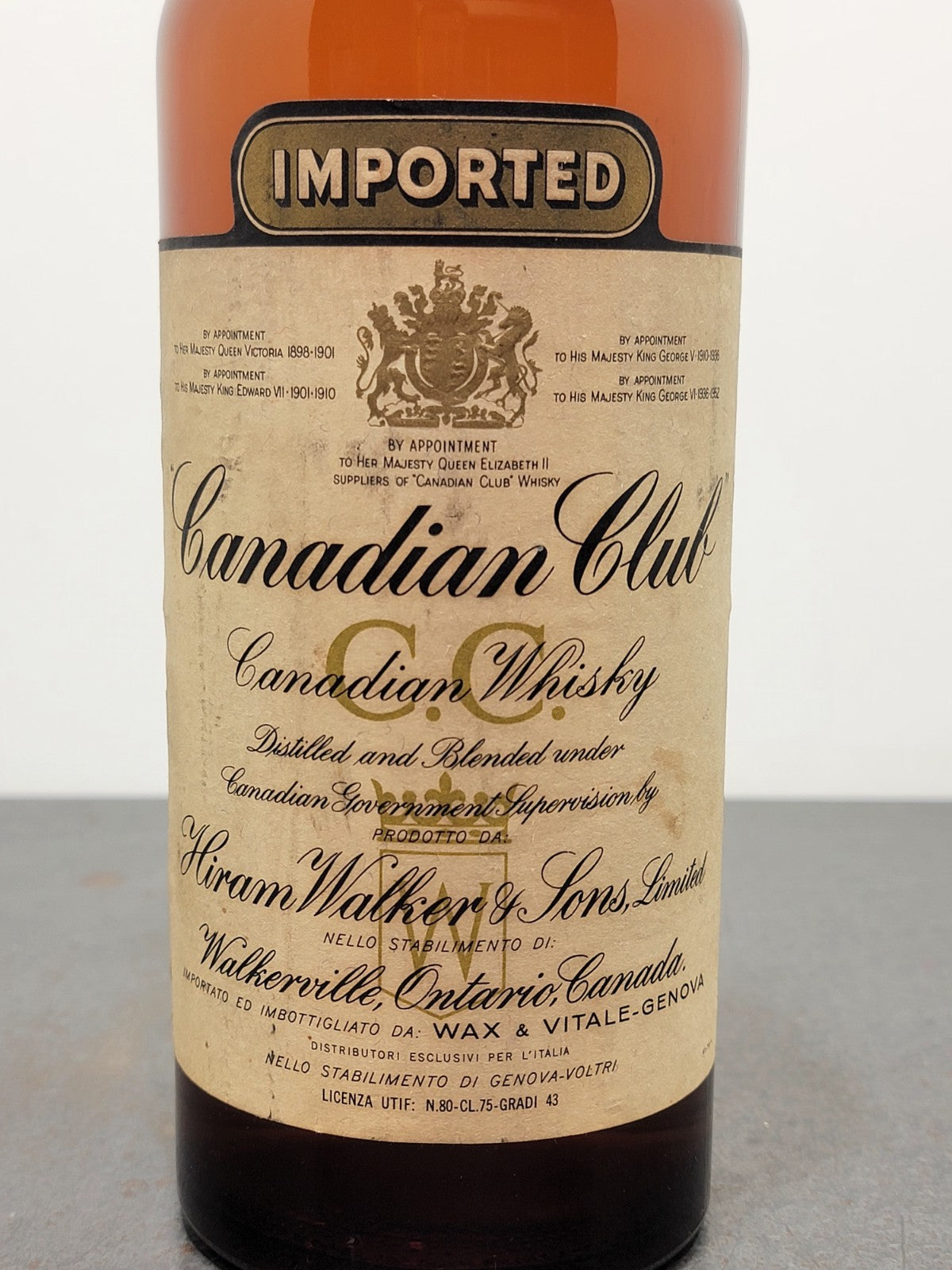 Whisky Canadian Club 1965 Hiram Walker bott.75 cl 43%