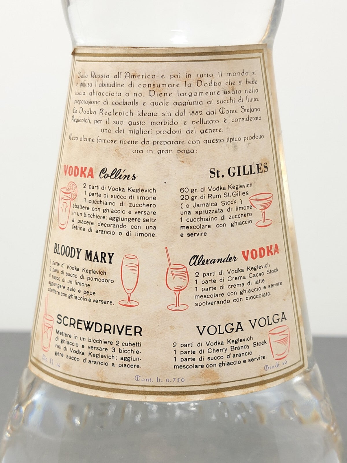 Vodka Keglevich 1950s bott. 75 cl 40%