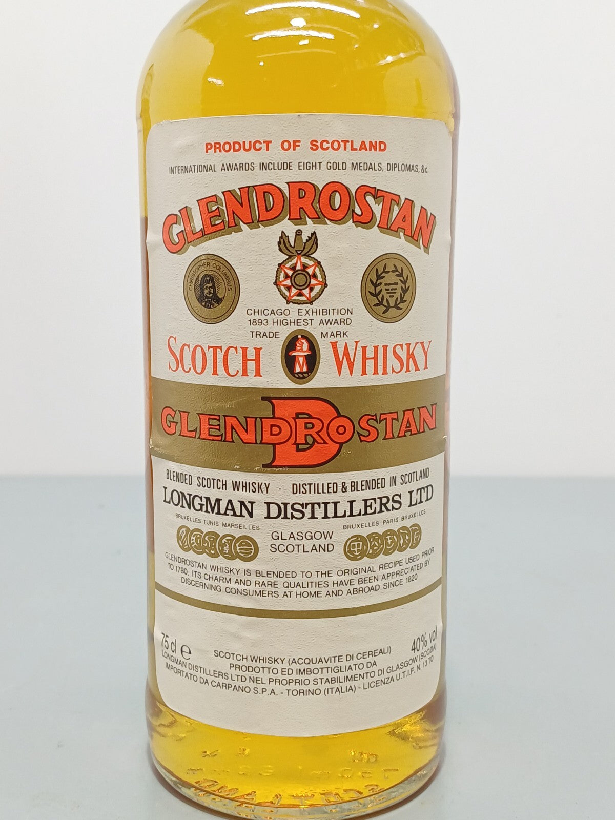 Whisky Glendrostan Scotch Whisky Longman 1980s. bott.0,75 cl
