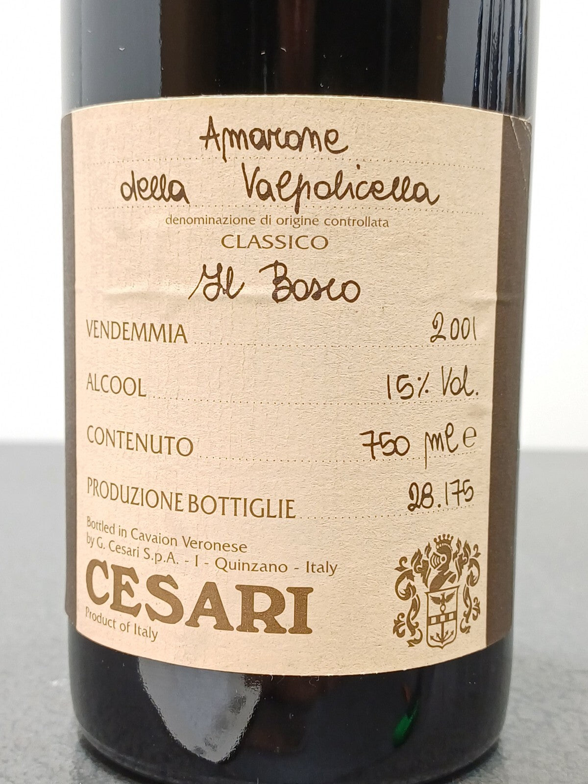 Amarone Cesari 2001 il Bosco Amarone Della Valpolicella Classico bott. 75 cl 15%