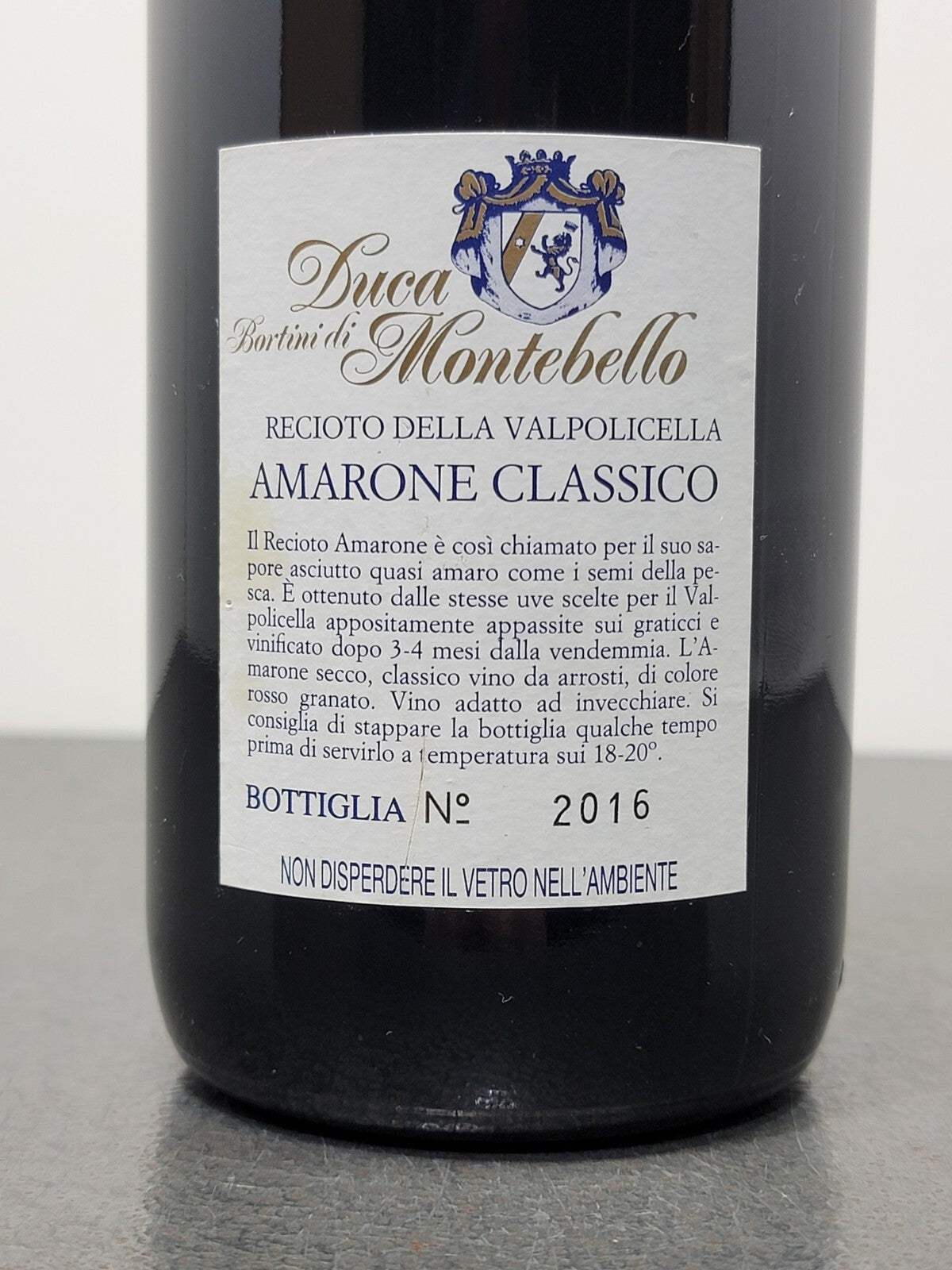 Amarone Duca Bortini Di Montebello 1990 Recioto Della Valpolicella  75 cl 14%