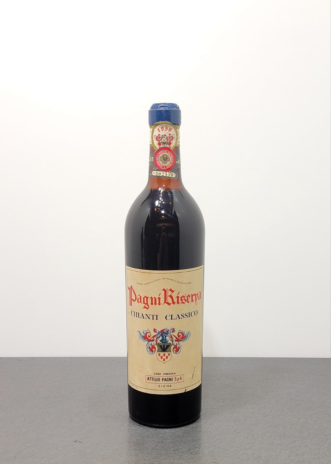 3 Bottiglie di Chianti Attilio Pagni Riserva 1959 bott.75 cl 13%