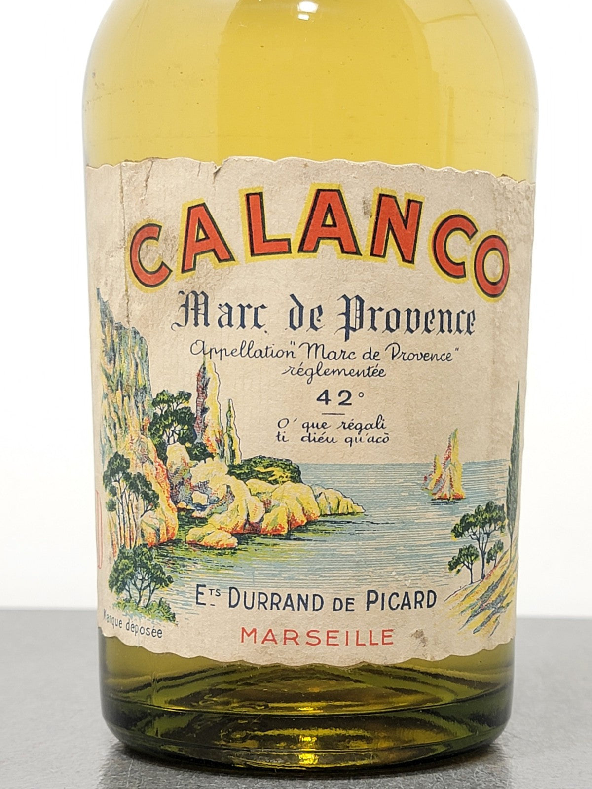Grappa Calanco Mark De Provence 1960s Durrand de Picard bott. 73 cl 43%