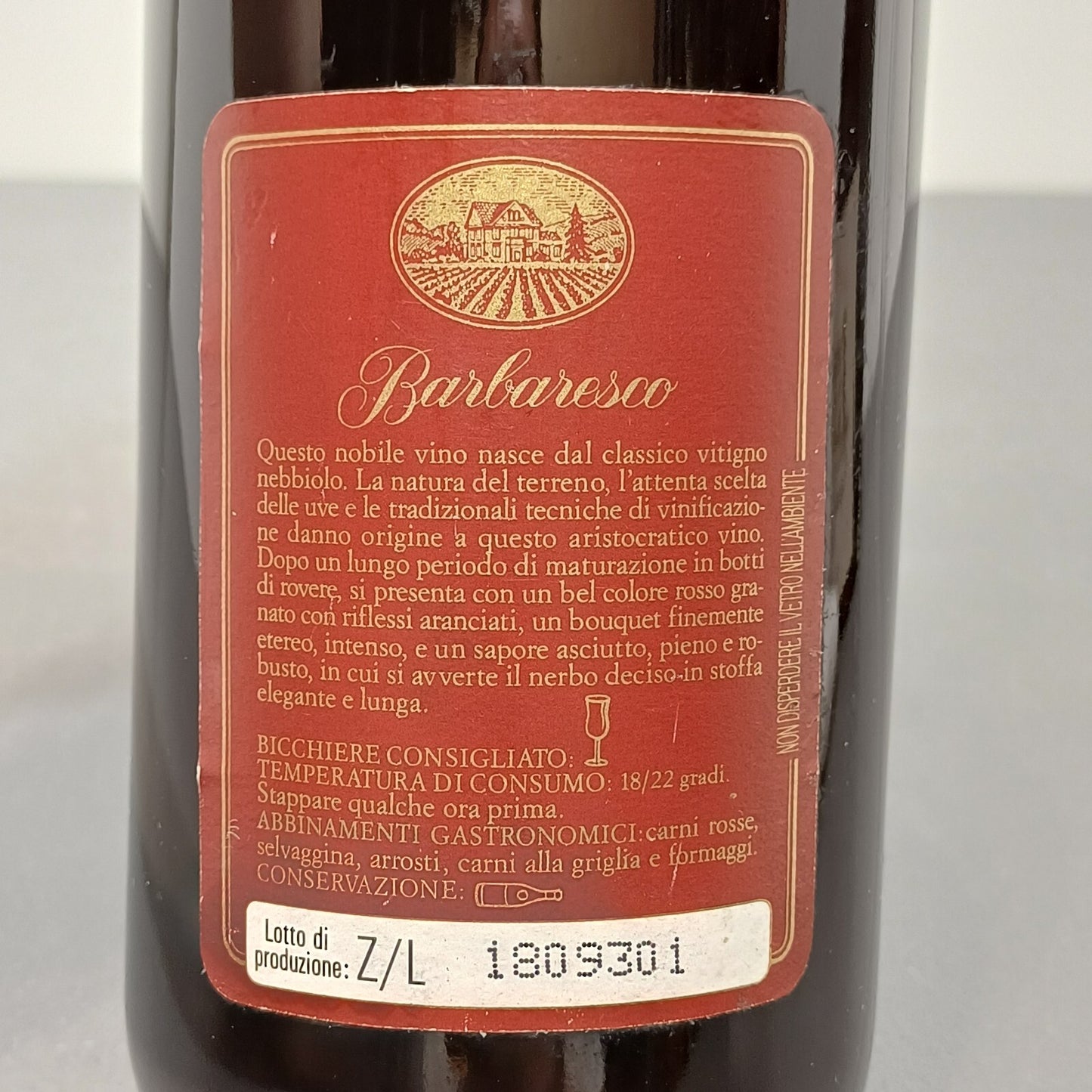 Barbaresco 1989 Giordano bott..75 cl 13%