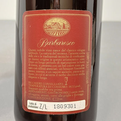 Barbaresco 1989 Giordano bott..75 cl 13%