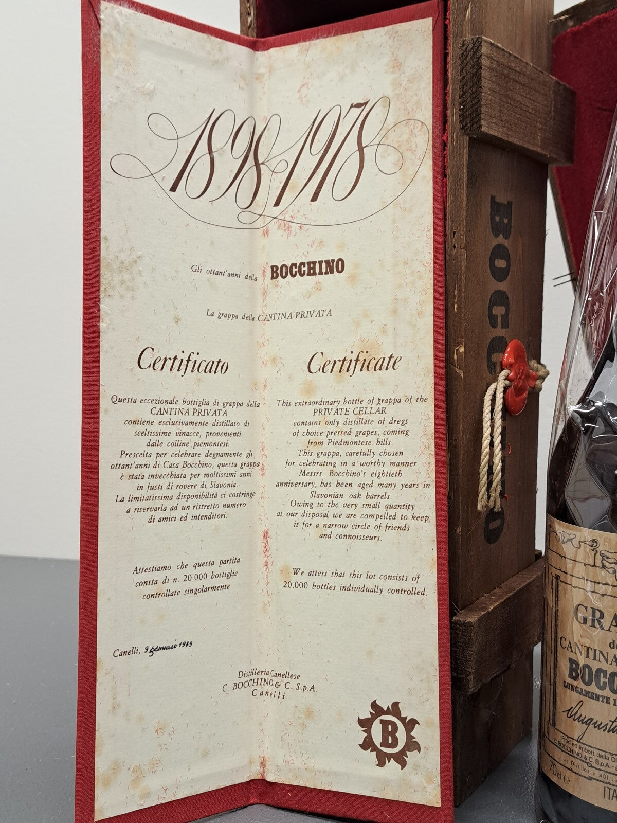 Grappa Bocchino 1979 - 80th Anniversary Cantina Privata bott. 70 cl