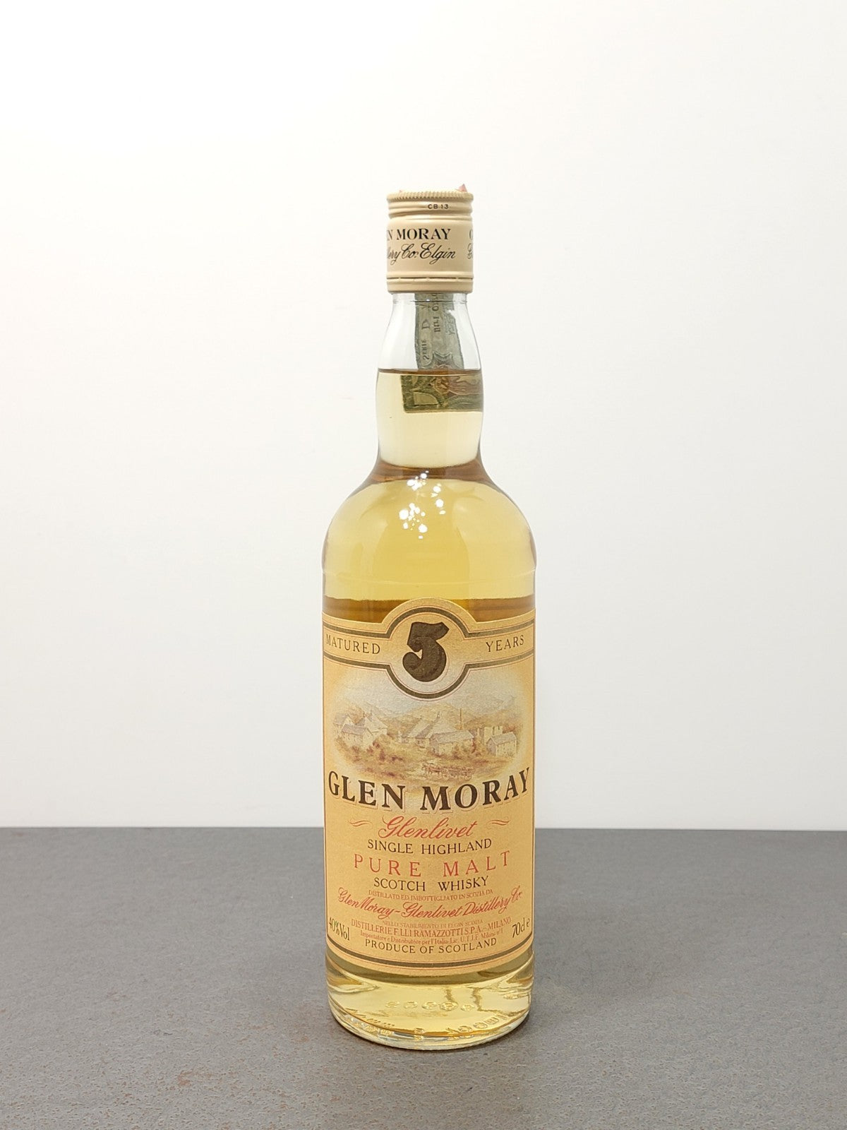 Whisky Glen Moray 5 years 1980s Pure Single Highland Malt Scotch bott.70 cl 40%