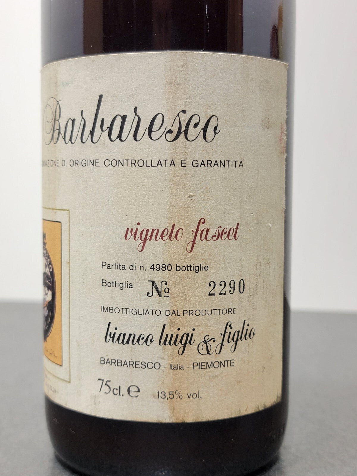 Barbaresco Luigi Bianco 1983 Vigna Faset bott. 75 cl 13.5%
