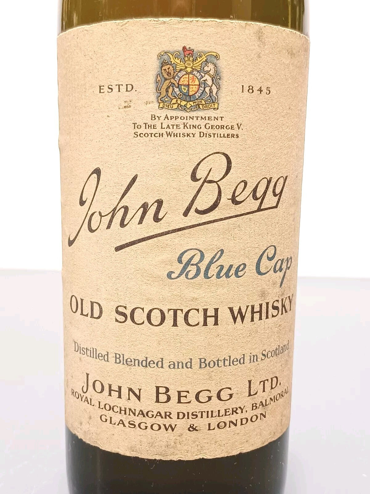 Whisky John Begg Blu Cap Blended Old Scotch Whisky bott.75 cl 1950s