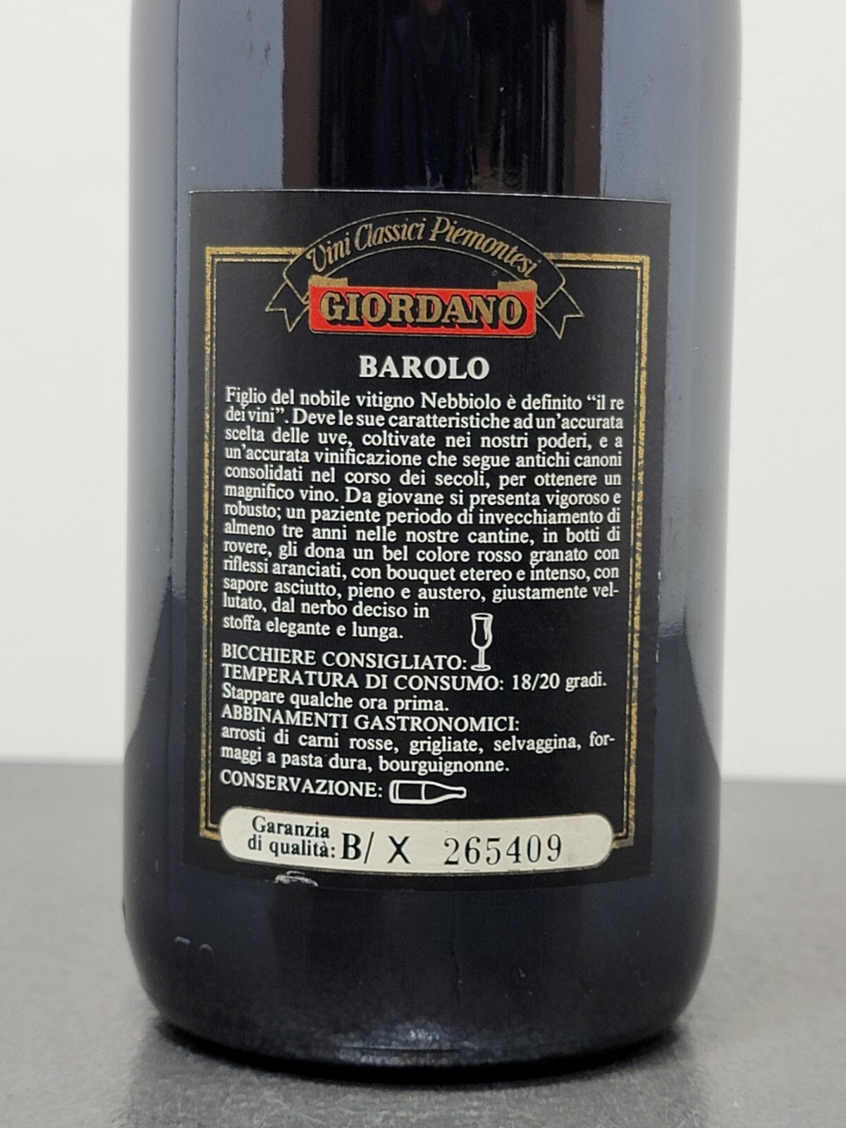 Barolo Giordano 1980 bott. 75 cl 13%