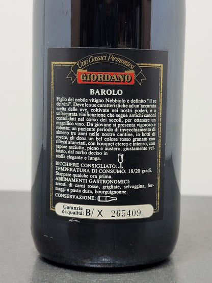 Barolo Giordano 1980 bott. 75 cl 13%