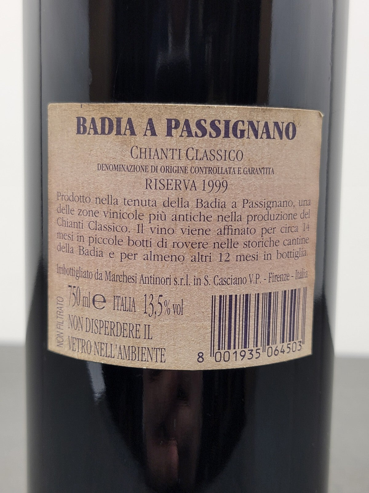 Badia a Passignano Riserva 1999 Marchesi Antinori Chianti Classico 75 cl 13.5%