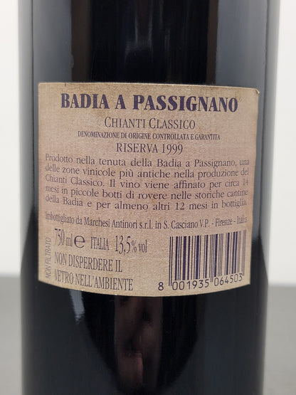 Badia a Passignano Riserva 1999 Marchesi Antinori Chianti Classico 75 cl 13.5%